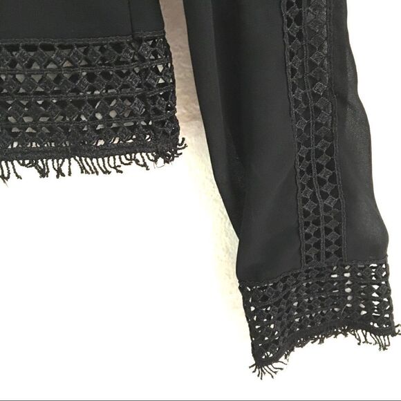 H&M black sheer lace long sleeve blouse S* - Picture 2 of 6